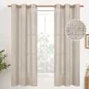 YoungsTex Natural Linen Curtains 38 Inch Width for Window Light Filtering Curtain Drapes 63 Inch Length with Bronze Grommet Privacy for Short Living Room Bedroom, 2 Panels