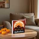 Halloween Decorations Indoor Home Room Pumpkins Table Sign Wood Box Rustic Wooden Shelf Desk Office Decor Season Sign House Warming Gifts 5.9 x 5.9 Inch