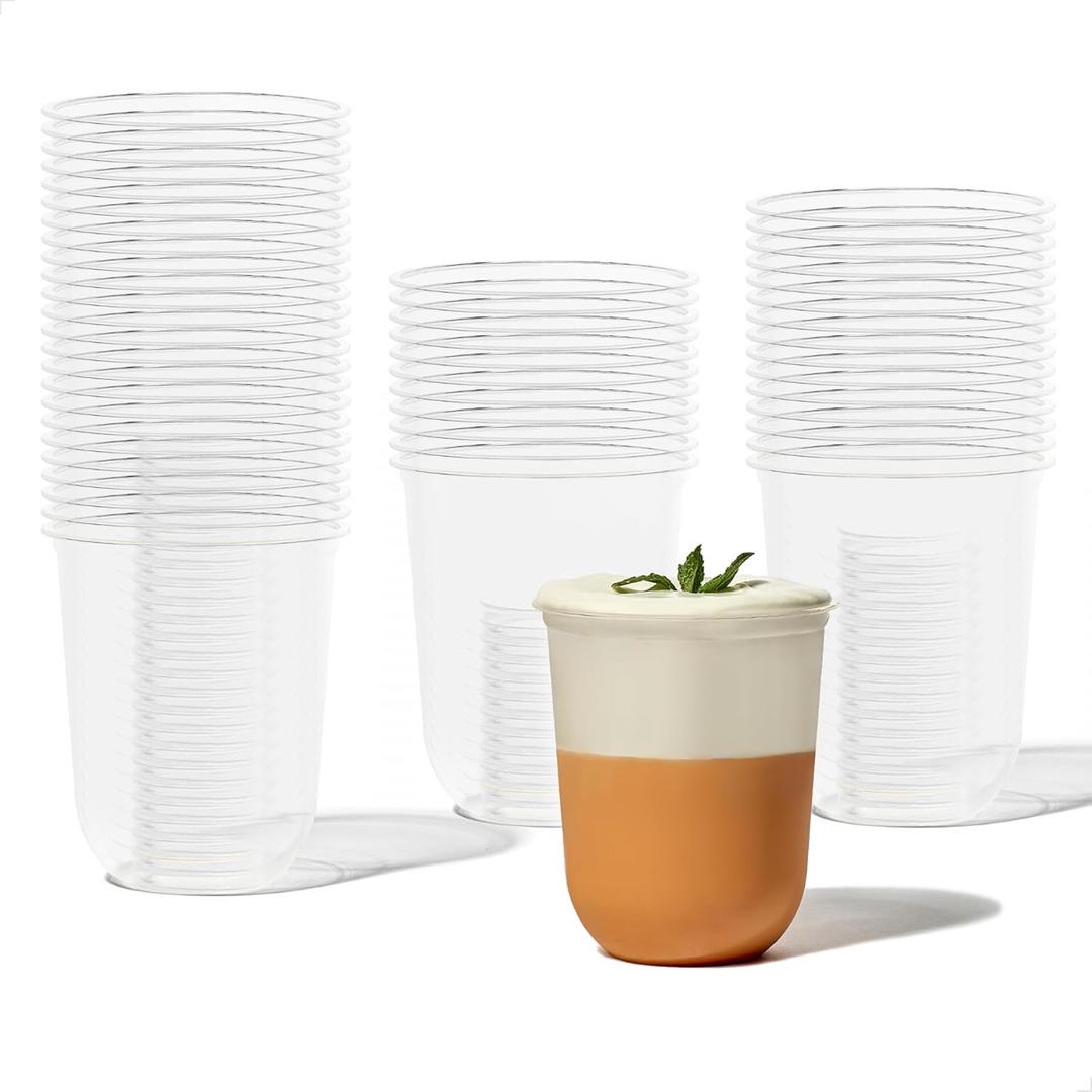 TOSSWARE NATURAL Arc - Plant Based Clear Cold Cups 16 oz - Plastic Alternative for Parties, Bachelorettes, Weddings - Recyclable - Set of 50