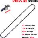 14 Inch Chainsaw Chain Replacement - 5 Pack Chainsaw Chain for 14 Inch Mini Chainsaw with 52 Drive Links,3/8" LP Pitch 050'' Gauge Compatible with Craftsman,Echo,Poulan,Ryobi,Homelite,Husqvarna