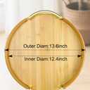 JUPELI 14 Round Bamboo Serving Tray with Handles Decorative Tray, Breakfast Tray, Coffee Table Tray, Ottoman Tray, Kitchen Platter for Drinks, Snacks, Vanity, Home Decor & Gifts