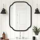 Ferytange Black Bathroom Mirror for Wall, 18" x 24" Rectangular Wall Mirror for Bathroom Metal Frame Farmhouse Rounded Corner Wall Mirror (Horizontal/Vertical)