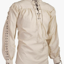 Underwear Men's Loose Linen Medieval Gothic Renaissance Shirt Long Sleeve Pirate Mercenary Costume, Size 5XL