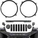 HiSport 7" Round Headlight Mounting Bracket Ring - Premium Matte Black Headlight Retainer Ring Compatible with Jeep Wrangler TJ 1997-2006 (2-Pack)