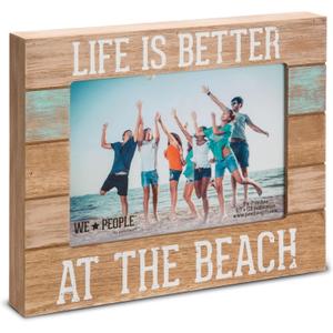 Pavilion Gift Company - 'Life is Better At The Beach' 67242 Picture Frame 5x7 - Nautical, Coastal Themed Wooden 5x7 Photo Frame - Rustic Home Decor, Housewarming, Birthday, Present for Beach Lovers