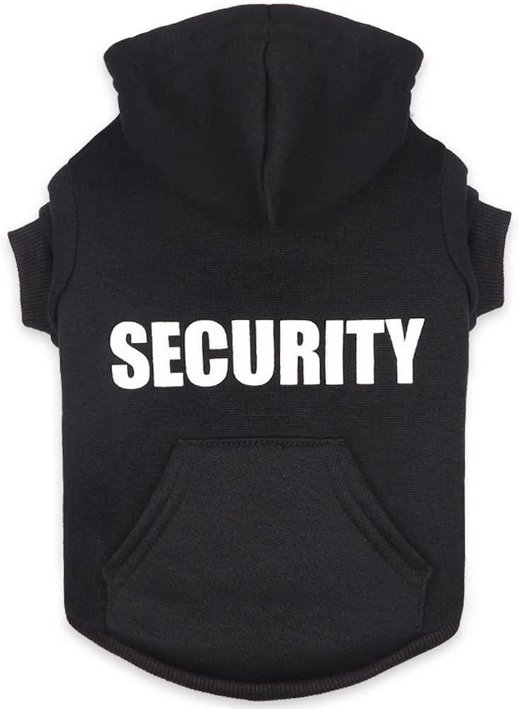 Dog Hoodie Security Dog Sweater Soft Brushed Fleece Clothes Hoodie Sweatshirt with Pocket Sweaters for Medium Dogs(M)