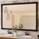 TETOTE 55 x 36 Walnut Wooden Mirror for Bathroom Wall/ Bedroom/ Living Room/ Entryway Farmhouse Rustic Bathroom Vanity Mirror Waterproof (Horizontal/ Vertical Mounted)