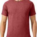Mens Athletic Running Crew Neck Gym T-Shirts Solid Quick Dry Short Sleeve Moisture Wicking Casual Tops Tee Workout (Red, XL)