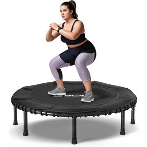 BCAN 450LBS/550LBS Foldable Mini Trampoline, 40"/48" Adult Fitness Trampoline with Durable Bungees, Stable & Quiet Exercise Rebounder,Great Mini Trampoline for Indoor/Garden Workout