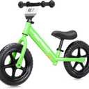 12 Inch Toddler Balance Bike for 1-3 Year Olds, No-Pedal Bike with Tool-Free Adjustable Seat, Quick Assembly, Gift for 1-3 Year Old Boys & Girls with Customizable Plate (KC, Green)