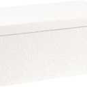 B FSOBEIIALEO Small Storage Ottoman Cube Sherpa Ottomans Foot Rest, Foldable Boucle Ottoman Bench, Faux Teddy Fur, Cream White 30"x15"x15"