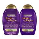 OGX Thick & Full + Biotin & Collagen Volumizing Shampoo & Conditioner Set, Nutrient-Infused, Biotin Gives Hair Volume & Body, Sulfate-Free Surfactants, 13 fl. Oz, 2 Pack