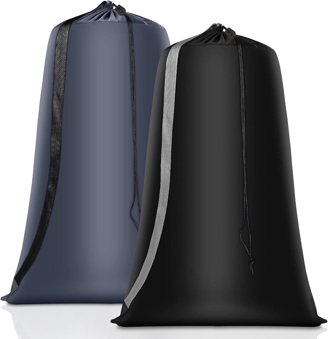 Heavy Duty Laundry Bag, 2 Pack, XL Nylon Laundry Bags with Straps, Washable Large Dirty Clothes Organizer with Drawstring Closure, Travel Washing Bag Fit a Laundry Hamper or Basket