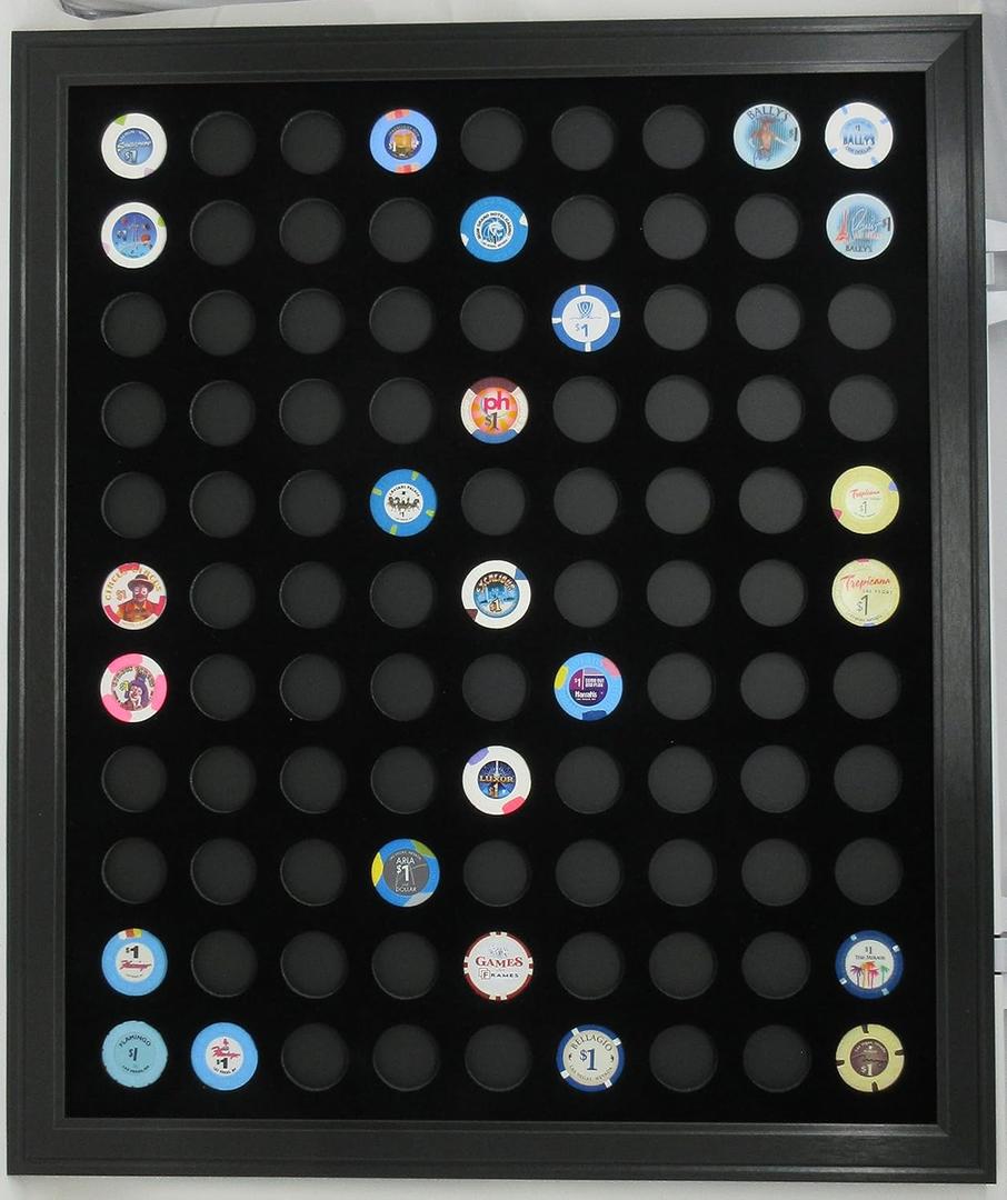 99 Casino Poker Chips (not Included) Wall Display Picture Frame Made in USA