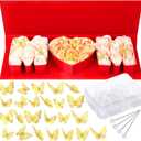 Cholemy Mother's Day MOM Empty Flower Gift Box Letter Shaped Fillable MOM Gift Box with Plastic Liners 24 Gold Butterfly Decor 50 Bouquet Flower Pins DIY Craft Gift Set for Valentine Birthday (Red)