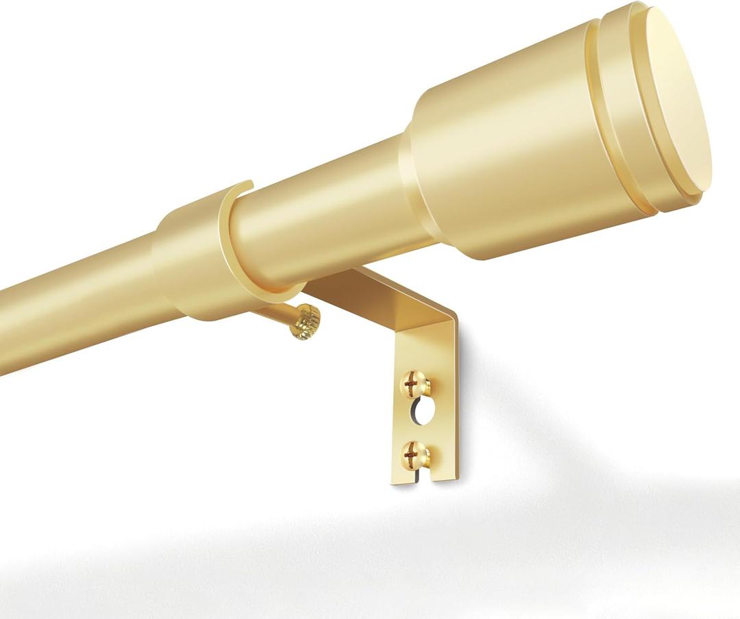 5/8 Diameter Curtain Rods 30-45 Inch, for 30-39 Inch Windows, Adjustable Splicing Gold Curtain Rods for Windows with Brackets, Window Rod Long Small Curtains Rod