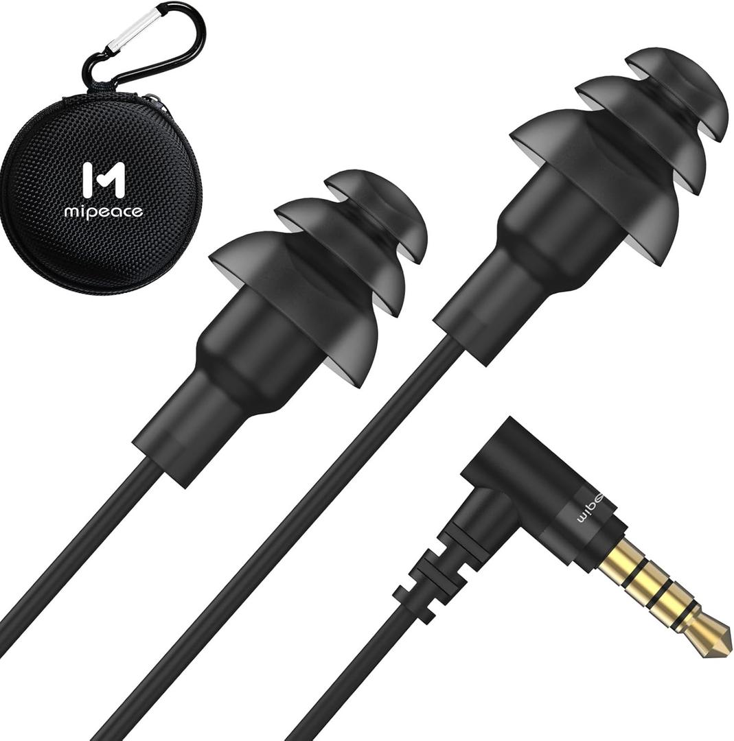 MIPEACE Work Earbuds Headphones, Ear Plug Headphones for Work-Noise isolating Earbuds Earphones for Industrial Safety Construction (Black)