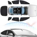 8PCS Windshield Sun Shade Kit for 2021-2026 Tesla Model S Plaid(Not fit Model S) Full Privacy Side Rear Window Shade Cover Foldable Sun Visor Protector Blocks UV&Heat