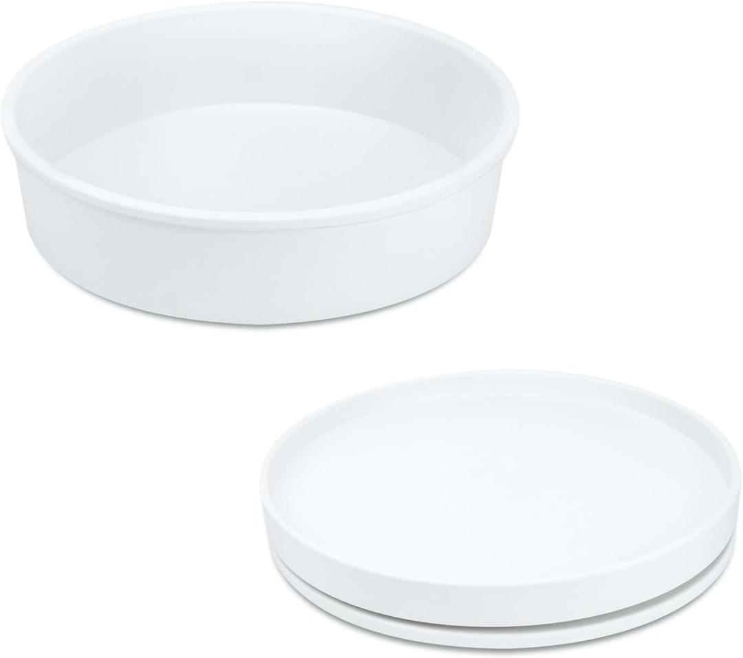 Pantry Organizers and Storage, 1 Set of 9.1 Inch Lazy Susan Organizer and 10 Inch Kitchen Organizers and Storage, Stackable Kitchen Pantry Organizers and Storage for Spice Cans Vegetable White