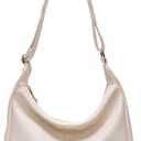 Purses for Women Slouchy Shoulder Bag Hobo Bag Soft Vegan Leather Adjustable Wide Strap Crossbody Tote Multi Pocket Handbags (Beige)