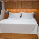 RV Short Queen Sheet Set 60 X 75 - 4 Piece RV Short Queen Bed Sheets - Soft, Breathable and Cooling - Designed for Bunks, Trailers & Campers - Fits 8 to 10" Mattress - Comfy Luxury Bedding - White (Short Queen RV)