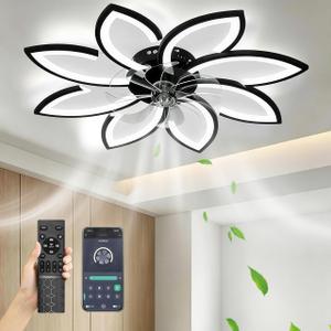 35" Ceiling Fans with Lights and Remote, Low Profile Flush Mount, 35.4"L x 35.4" W x 5.5" H
