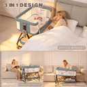 Baby Bassinets Bedside Sleeper with Wheels and Mattress, Cosleeping Baby Bed with Storage, Co-Sleeper Bassinet Attach to Bed, Bed Side Crib with Breathable Mesh, Height Adjustable(Gray), 35.4‘’L*21.7''W*28''-32.7''H