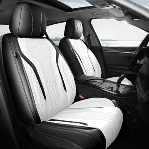 Leather Car Seat Covers Full Set, Breathable Faux Leather Seat Covers for Cars SUV Sedan Waterproof Black/white
