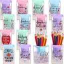 Outus 12 Pcs Teacher Appreciation Week Gifts Bulk Teacher Bubble Pen Holder Cute Thank You Gift Pencil Cups Inspirational Pencil Stationery Organizer for Teachers Gift from Students