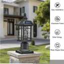 Solar Lamp Post Light with Water Ripple Glass Dusk to Dawn Waterproof Pole Lights Outdoor 18.3 Inch Height Large Aluminum Solar Lights Outdoor Post Include Remote Control and LED Bulb, Black