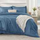 Andency Full Size Comforter Set Sea Blue -7 Pieces Boho Tassel Bed in a Bag Soft Lightweight Bedding Sets, Fringe All Season Bed Set with Comforter, Sheets, Pillowcases & Shams