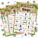 Insect Bingo Game Cards for Adults, Bug Bingo Cards Game for Family Holidays Friends Gatherings, Ideal for Bug Themed Party Game, 24 Players Birthday Party Supplies Favors, 004