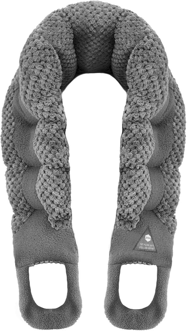 UNCN Long Wide Heating pad for Neck and Shoulders Back 33 * 5.9" microwavable Large Moist Heat Pack Warm hot Compress Neck wrap Weighted Bag Massage Reusable Herbal Nature Calming Portable 1.95Pounds (Gray)