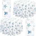 Chumia 2 Pcs Coastal Tablecloth White and Blue Bachelorette Tablecloth Disposable Plastic Waterproof Table Covers Dinner Party Setting Floral Wedding Bridal Home Party(Round Shell)