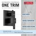 Delta Modern 14 Series Square Rain Shower System Faucet Set, Rainfall Matte Black Shower Head and Handle Set, Valve Trim Kit, 10 Inch, Matte Black T342701-BL (Valve Not Included)