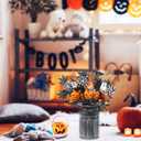 6 PCS Halloween Decorations, 19.5 Inch Artificial Flower Stems Halloween Branches with Eucalyptus Pumpkins Leaf Ghost&Bat Accents, Festive Ornaments and Picks, Holidy Black Table Centerpieces Decor