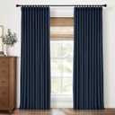 Pinch Pleated Curtains Blackout, Linen Blackout Curtains 90 inches Long 2 Panels Set for Bedroom, Thermal Insulated Pinch Pleated Drapes for Living Room, 40" W x 90" L (Pack of 2), Navy Blue