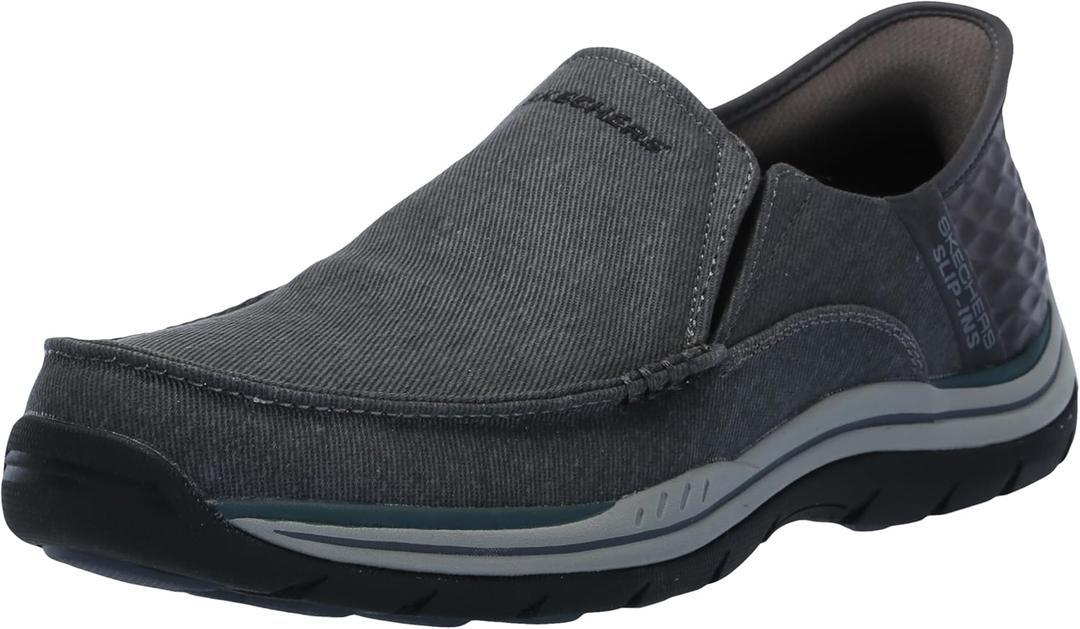 Skechers Men's USA Expected - Cayson Moc Toe Canvas Slip-Ins (10, Black)