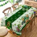 Hexagram St Patricks Day Tablecloth Rectangle 60 x 84 Inch, Green St Patrick's Day Shamrocks Table Cloth Gnome Truck Cover for Party Home Dinner Decor