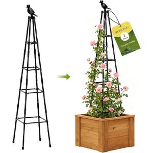Garden Trellis for Climbing Plants Outdoors,65" Tall Cucumber Trellis Garden Obelisk Trellis Rustproof Plants Support with Adjustable Heights for Indoor Potted Plants, Vines, Vegetables