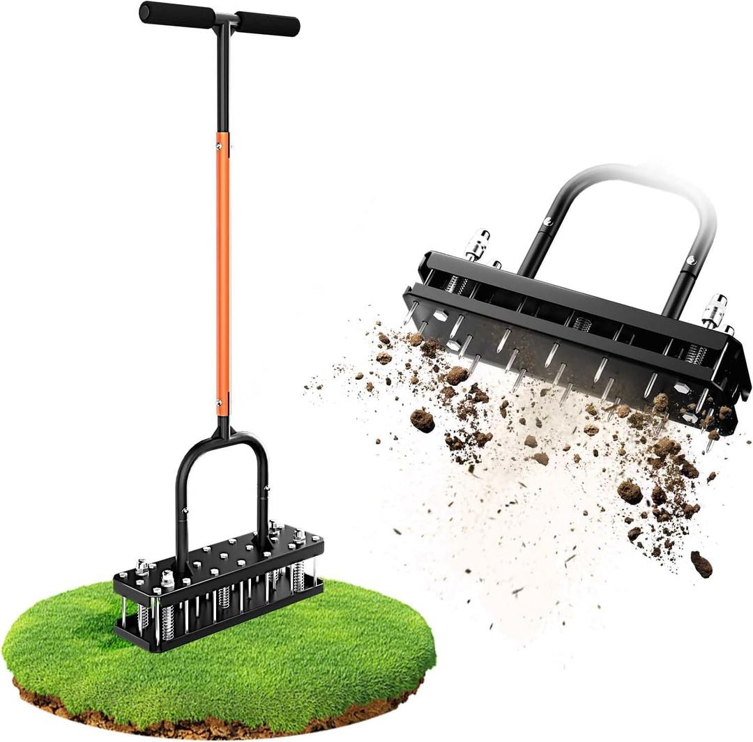 Manual Lawn Aerator Tool, Grass & Yard Aerator, Lightweight 7.7 lb with 21 3.5" Steel Spikes, Ergonomic Automatic Reset Design, Deep Soil Aeration for Healthier Lawns