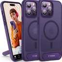 TORRAS for iPhone 14 Pro Max Case Translucent Purple | Strong Magnetic & Seamless Stand, Fit for MagSafe, Military-Grade Drop Protection, Sturdy Adjustable Built-in Kickstand, Slim Matte Finish