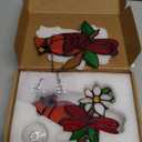 2-Pack Handmade Cardinal Stained Glass Window Hanging Suncatchers  Memorial Gifts for Women, Bird Lover Gifts, Colorful Sun Catcher Window Decor with Suction Hooks, Ready to Gift