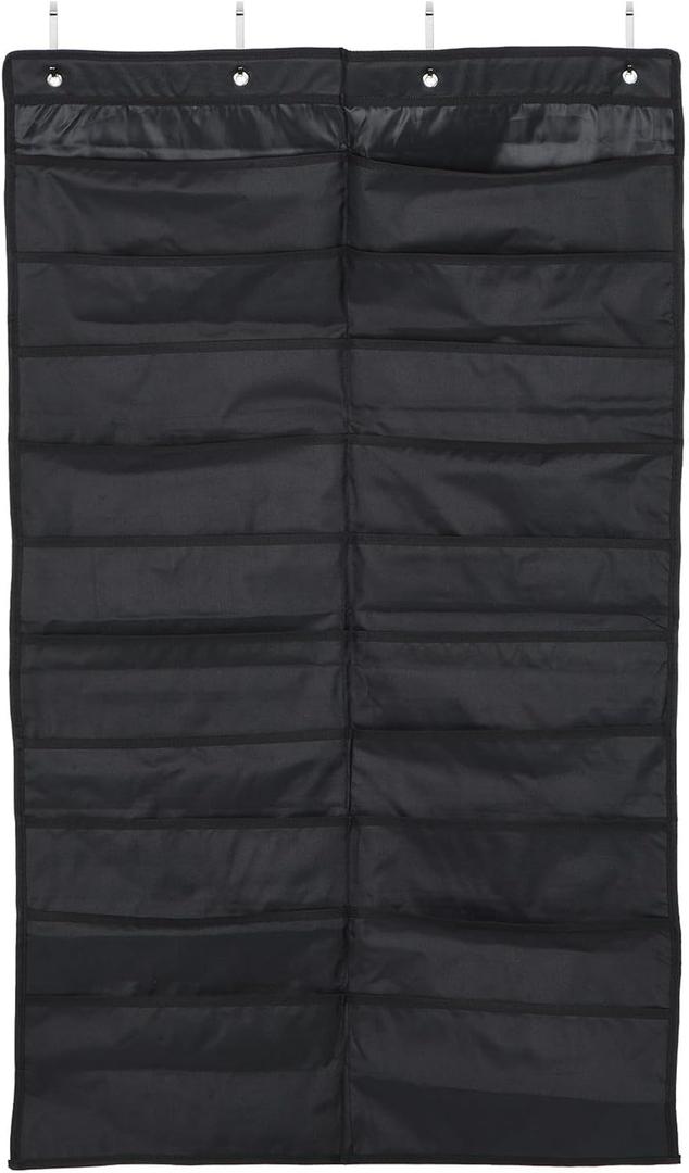 PATIKIL 20 Slots Pocket Chart for Classroom, 1PCS Hanging File Organizer Large Black Storage Pocket Charts with Wall Hook for File Folder Paper Office Wall Door Teacher, 71x120cm
