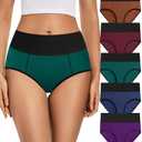 JUYINA Womens Cotton Mid High Waisted Underwear Comfort Panties 5 Pack Briefs L/XL
