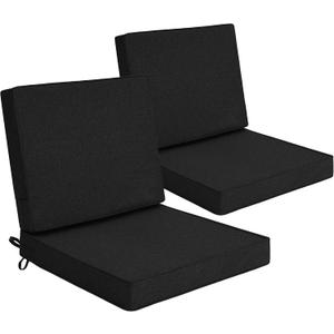 Outdoor Chair Cushions Set of 2, 24 x 24 Inch, Black, Deep Seat