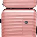 Carry On Luggage Set 2 Piece PC+AB Hardshell 20 inch Suitcases with Spinner Wheels Airline Approved. (pink)