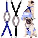 Saintrygo 2 Pcs Dog Suspenders for Diapers Female Male Belly Bands Canine Harness Keep Diaper on Your Pet for Small Medium and Large Dogs(Black/Blue, Small)