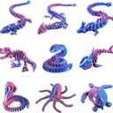 9PCS 3D Printed Dragon 3D Printed Animals Include 3D Printed Snake, Dinosaur, Octopus, Sharks, Turtle, Cobra and 3 Style Dragons, 3D Printed Toys Stuff for Home, Office, Decor Christmas Birthday Gift (Red+blue)