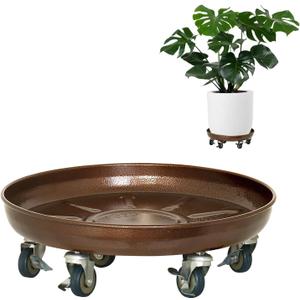 Plant Saucer 17" Rolling Plant Caddy Rolling Plant Stand with Wheels  Heavy Duty Metal, Locking, Sturdy, Rust-Resistant Finish, and Easy to Move, 440 lb Capacity